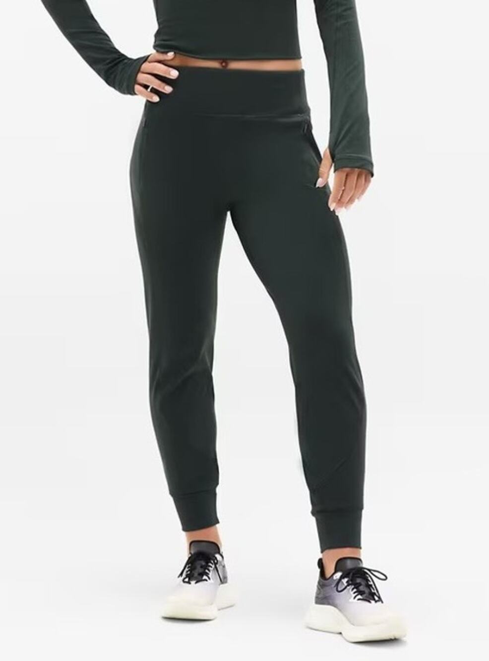Athleta Rainier Mid Rise Jogger Pants Size XL Teal Running Hiking Outdoor Sporty
